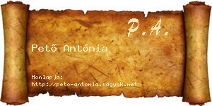 Pető Antónia névjegykártya